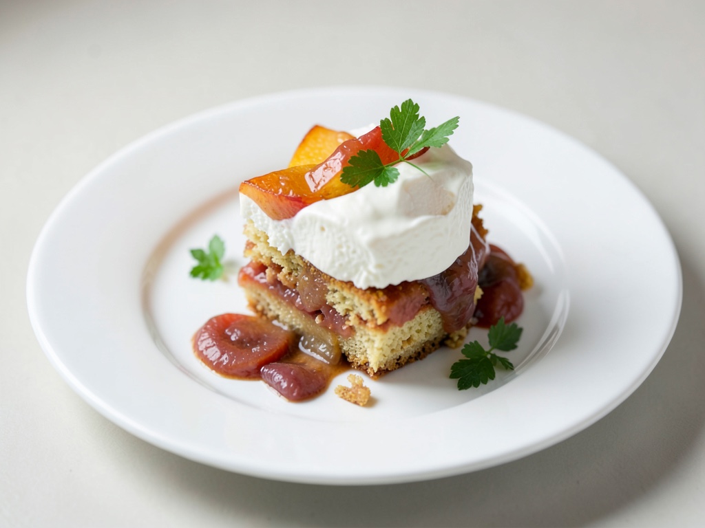 Torta succosa alla pesca con crema allo Schmand