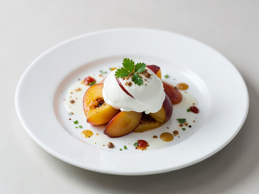 Pesche con crema alla vaniglia