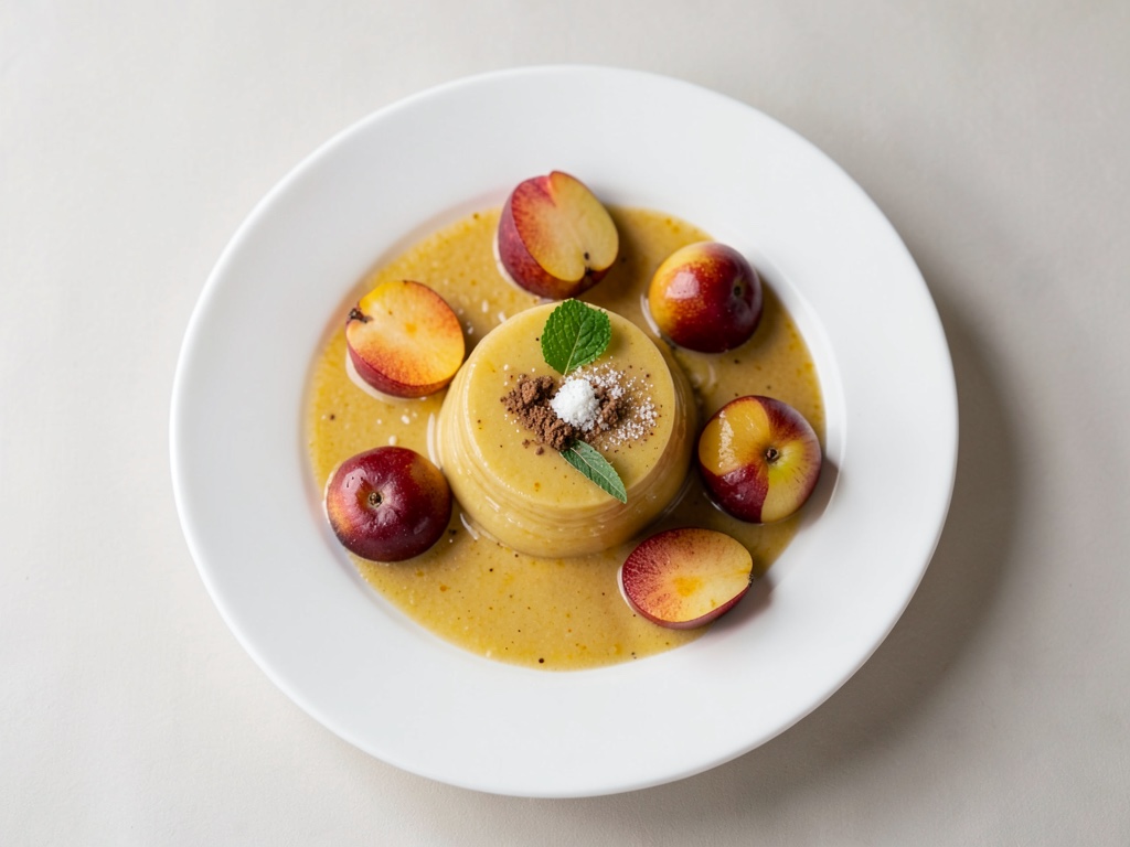 Pfirsich-Gelee mit Vanille-Creme