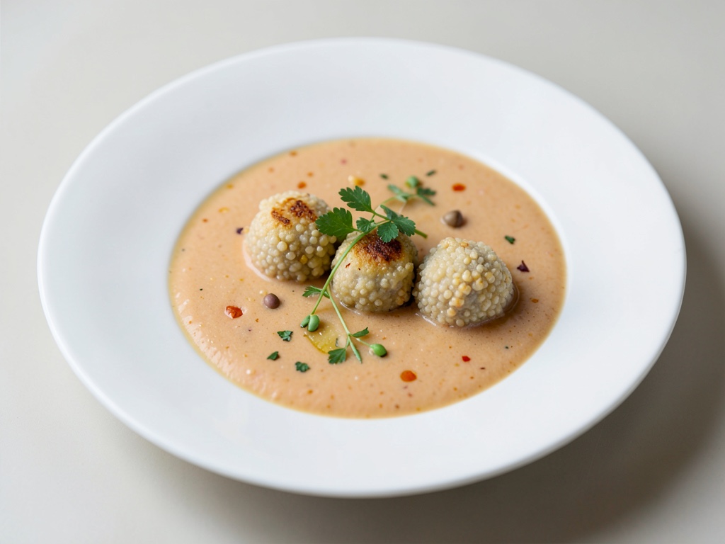 Soupe de pêches avec boulettes de semoule