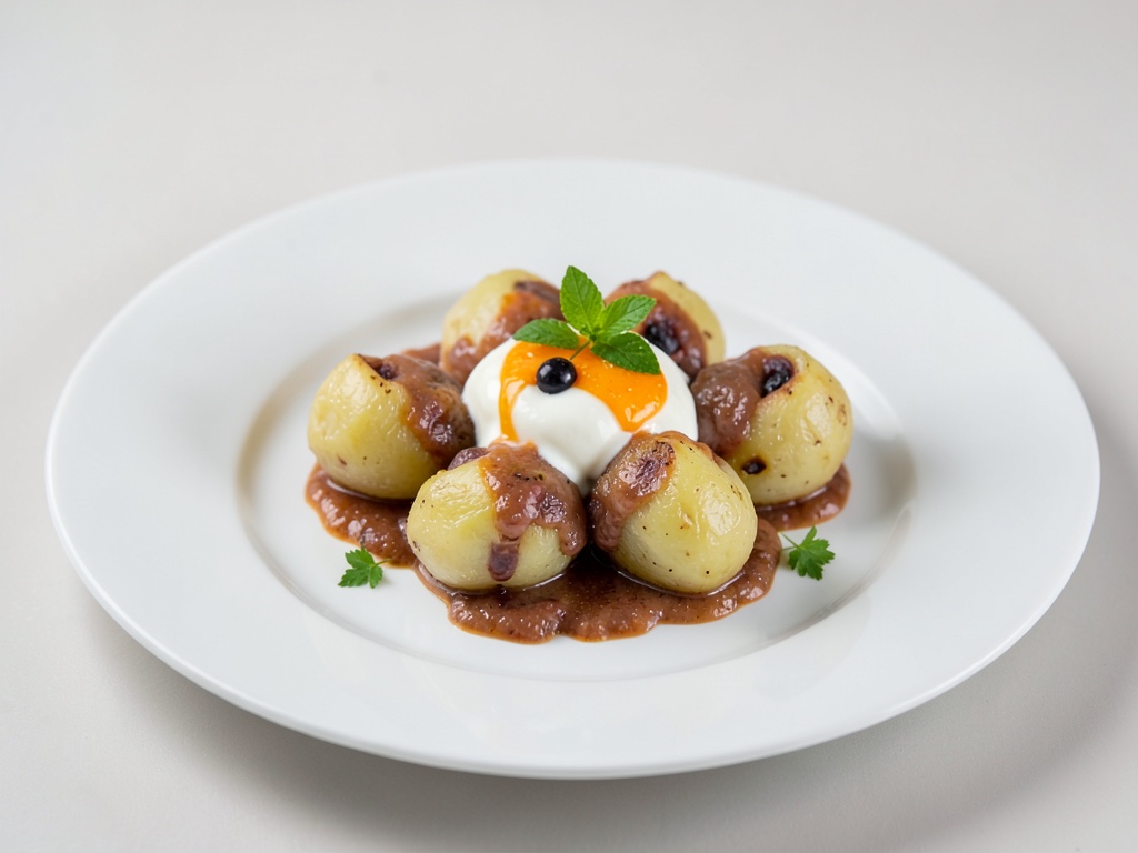 Gnocchi di patate con ripieno di prugne e crema d'arancia