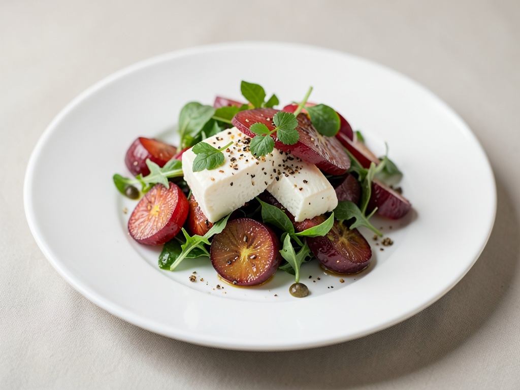 Salade de prunes fruitée au fromage de chèvre