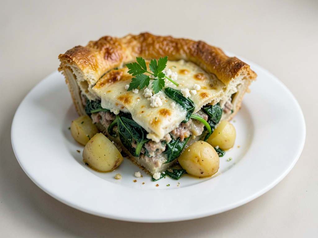 Saporito gratin con patate, spinaci e quark