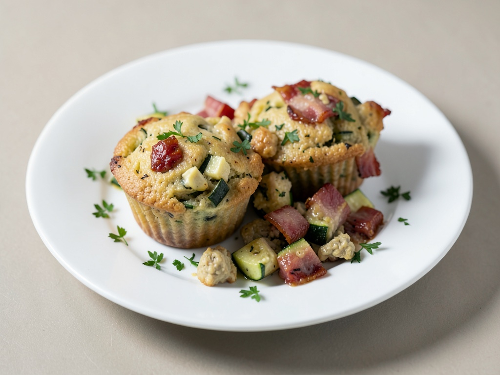 Muffin salati con latte maizena, zucchine e pancetta