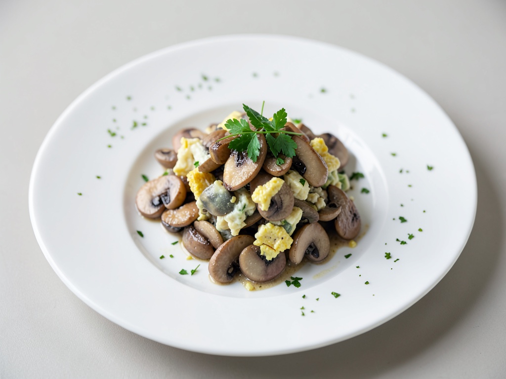 Insalata tiepida di uova e funghi selvatici