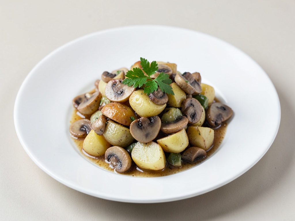 Insalata di patate e funghi tiepida