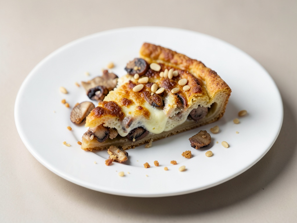 Quiche croccante ai funghi, mozzarella e pinoli