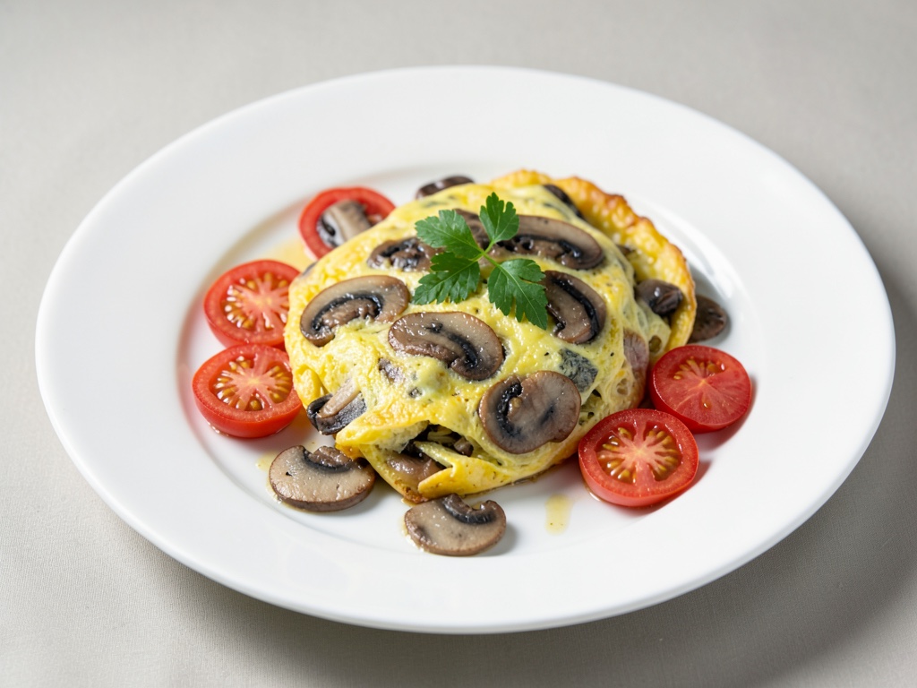 Frittata di funghi con pomodori