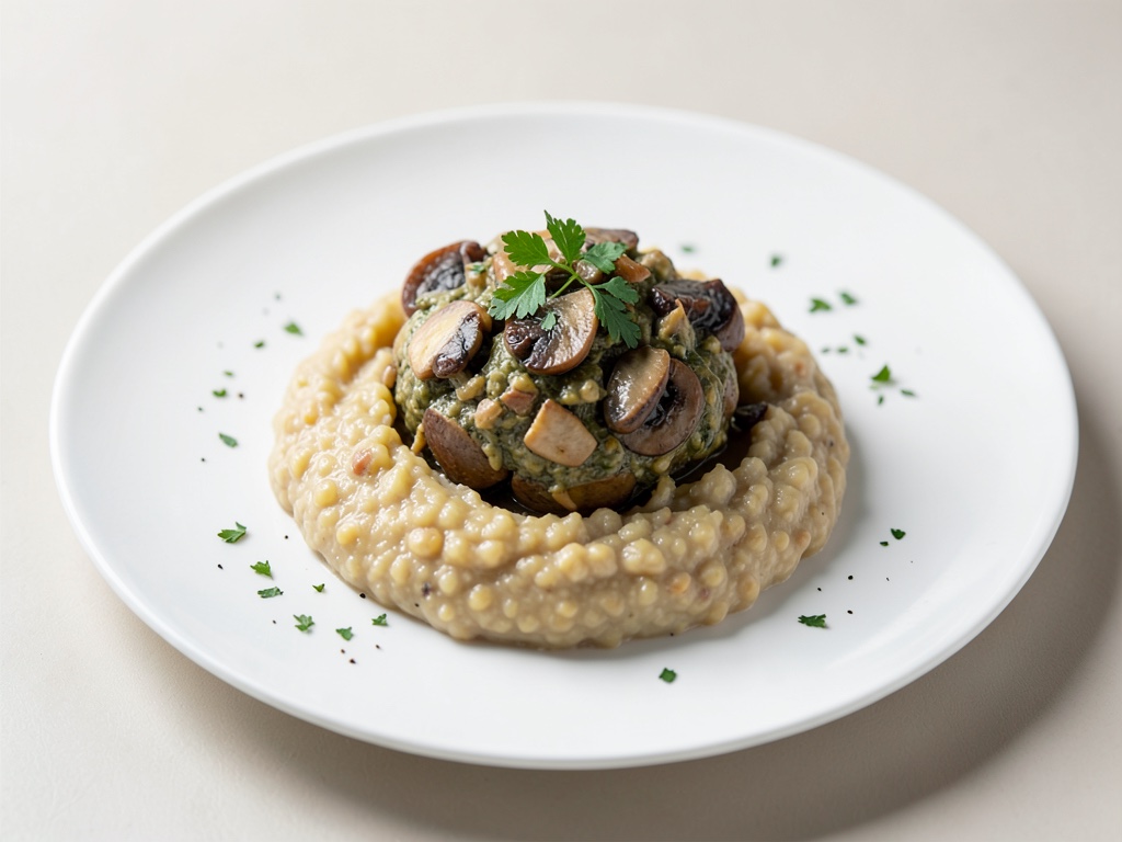Ragù di funghi su crema di ceci