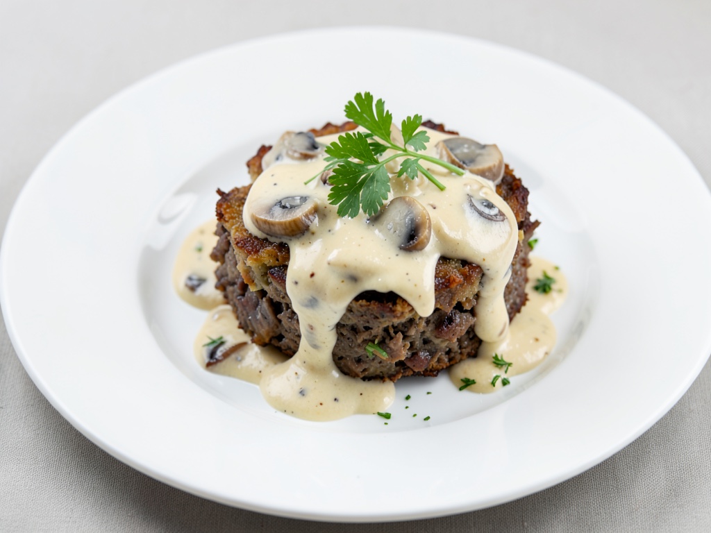 Polpetta di carne con funghi e salsa cremosa