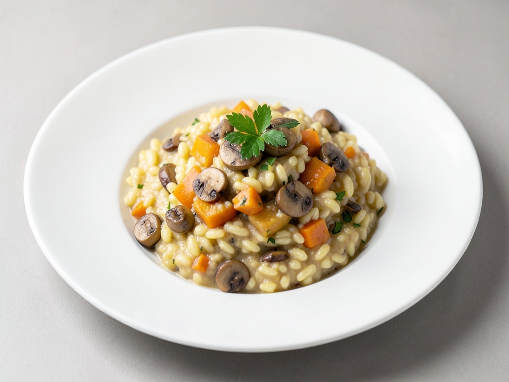 Risotto cremoso con zucca e funghi