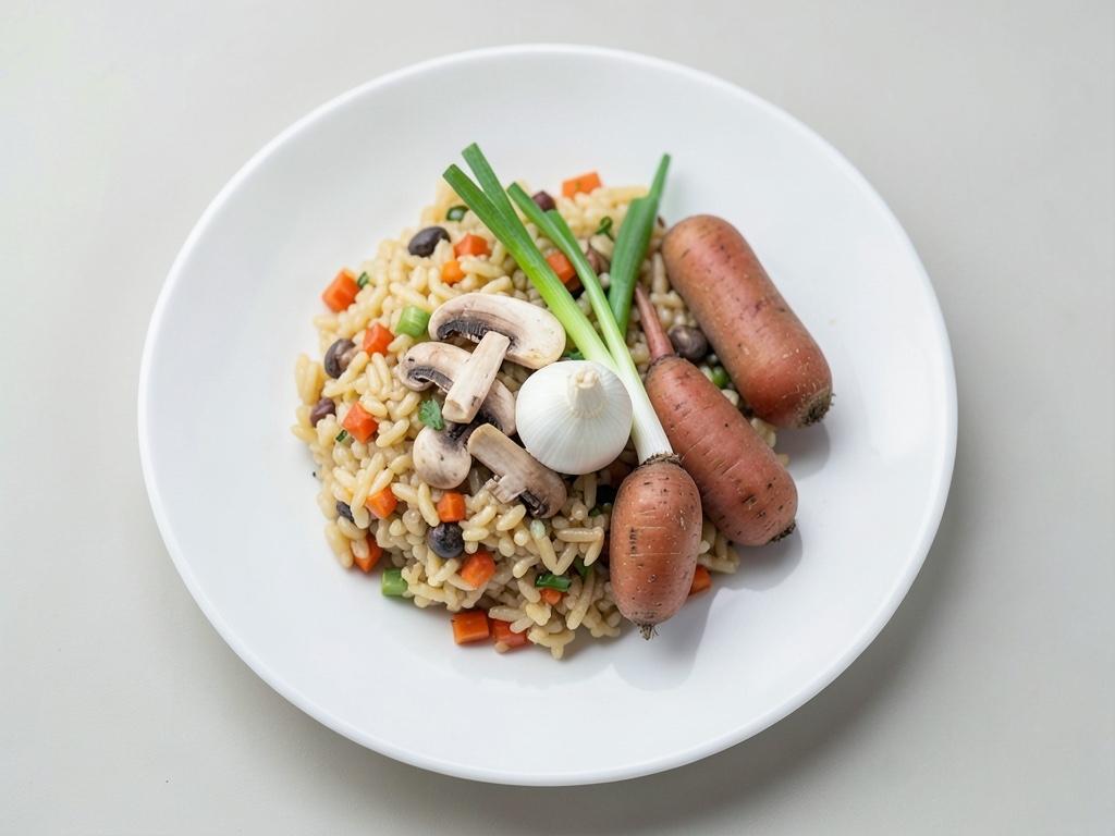 Risotto cremoso ai funghi con carote e porro