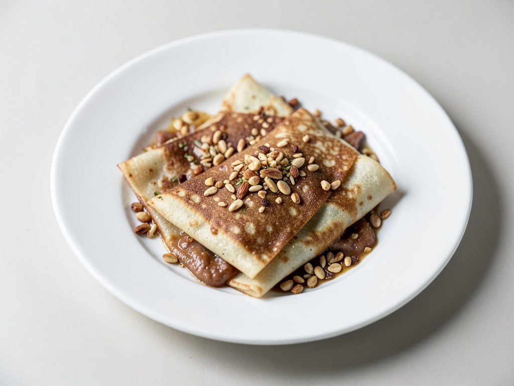 Knusprige Crêpes mit gerösteten Pinienkernen