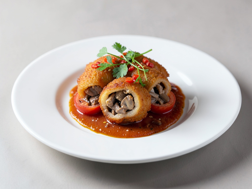 Bolsas de masa crujientes con tomate o champiñones