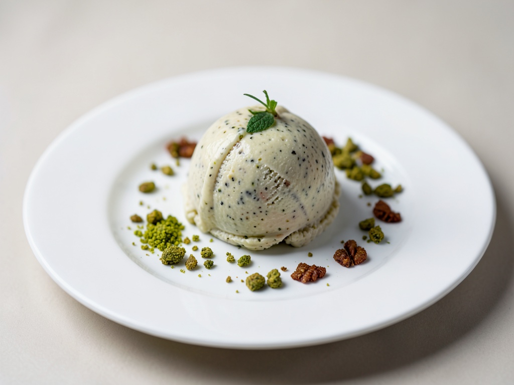 Gelato cremoso al pistacchio con vaniglia