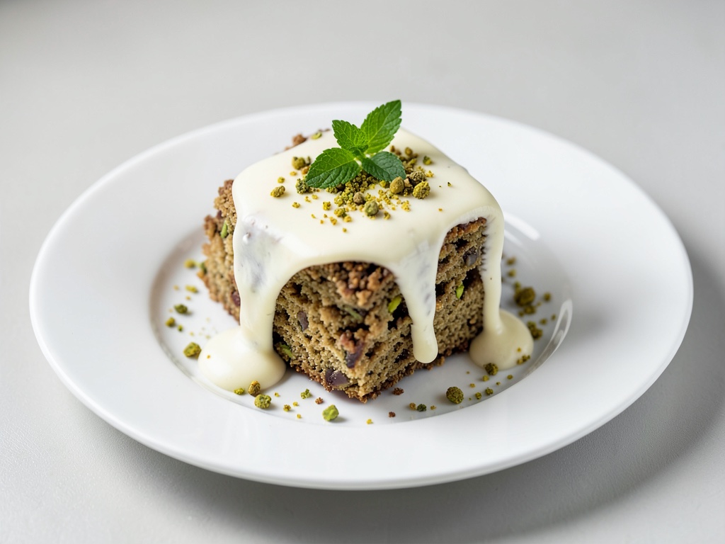 Saftiger Pistazien-Kuchen mit Frischkäse-Guss