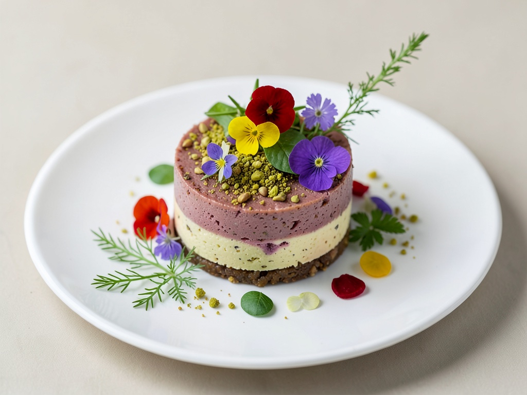 Pistazien-Eis mit essbaren Blüten