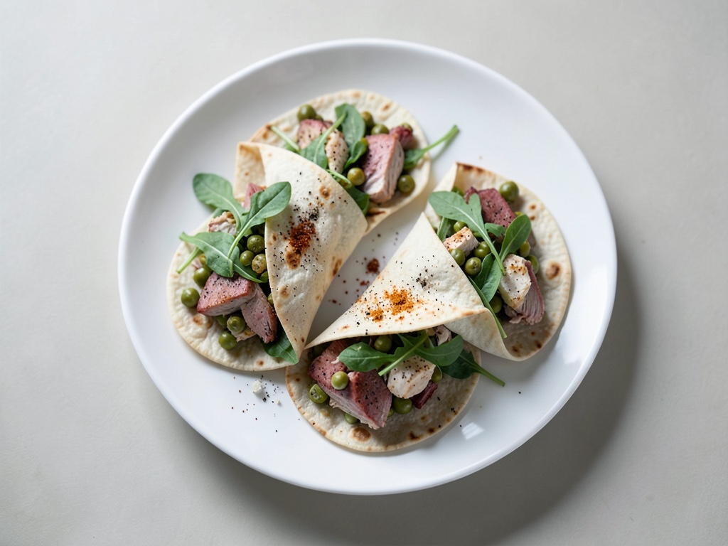 Bolsas de pita de pollo con garbanzos y rúcula