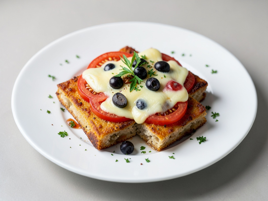 Pezzi di pizza croccanti con pomodoro, formaggio e olive