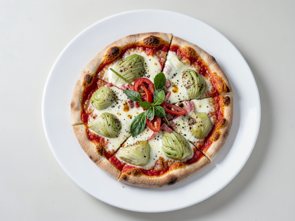 Pizza soffice con carciofi e mozzarella