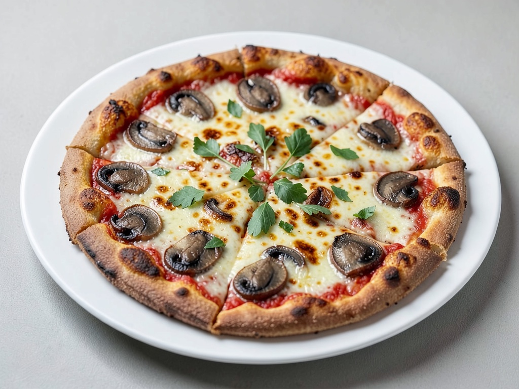 Pizza croccante ai funghi champignon