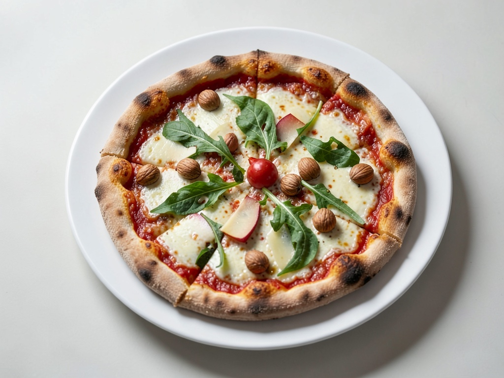 Pizza al finocchio e pera con noci, Grana Padano e rucola