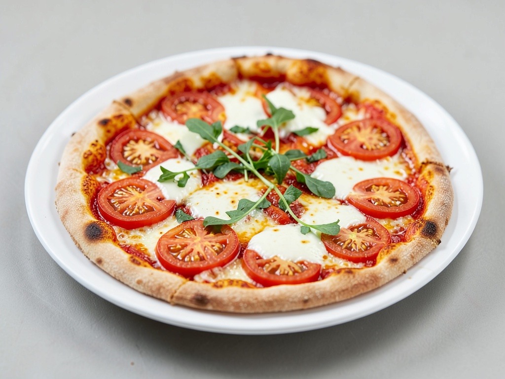 Pizza colorata al pomodoro e mozzarella