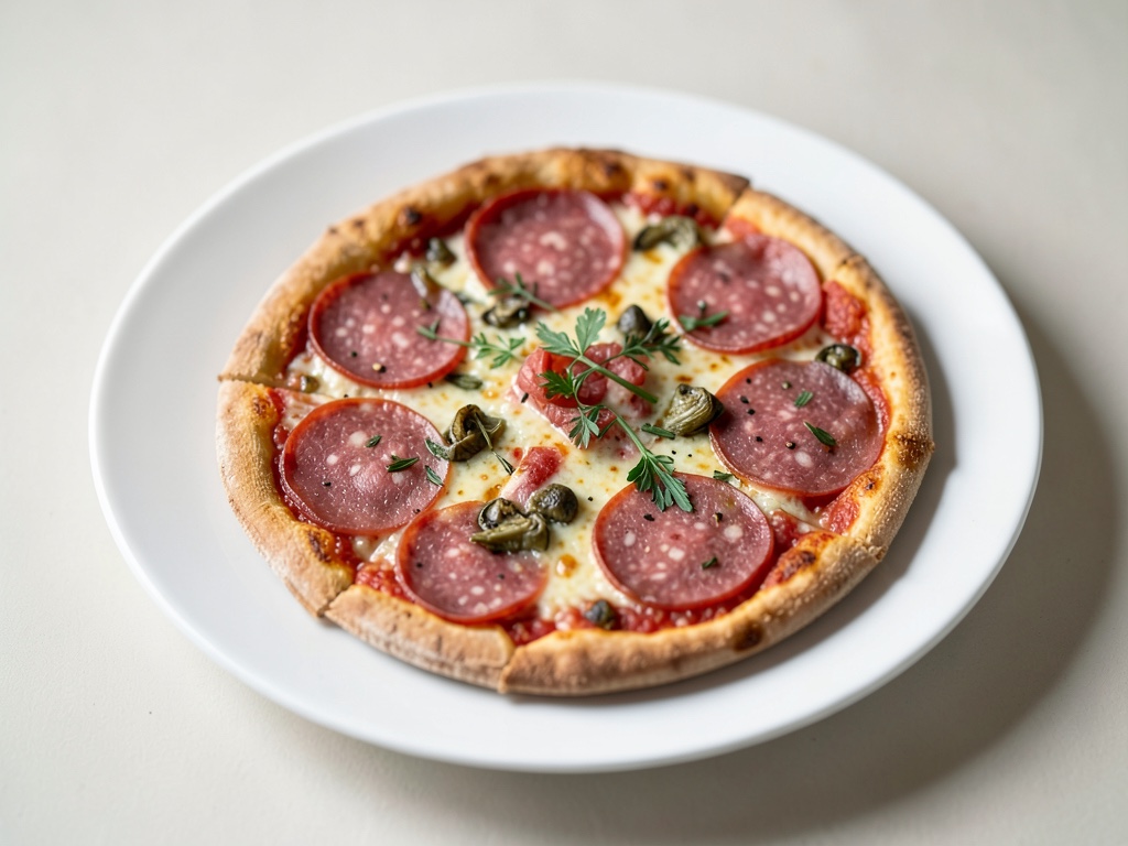 Pizza alla salame e carciofi
