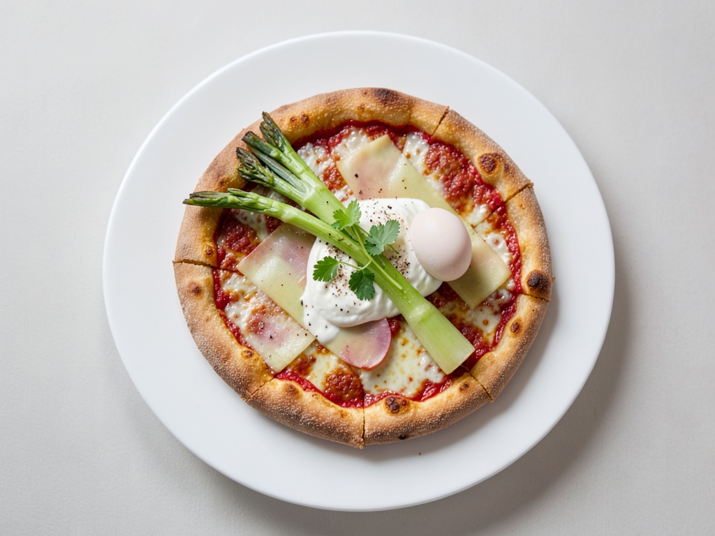 Pizza con impasto al quark, asparagi e gorgonzola