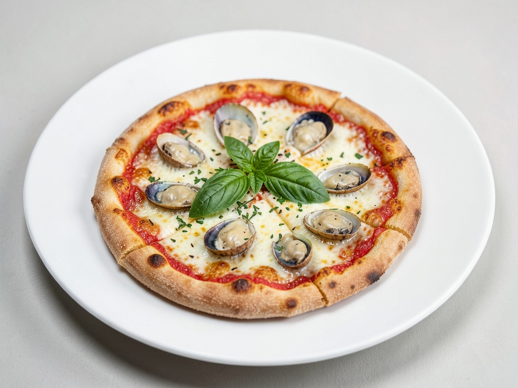 Pizza alle Vongole con aglio e basilico fresco
