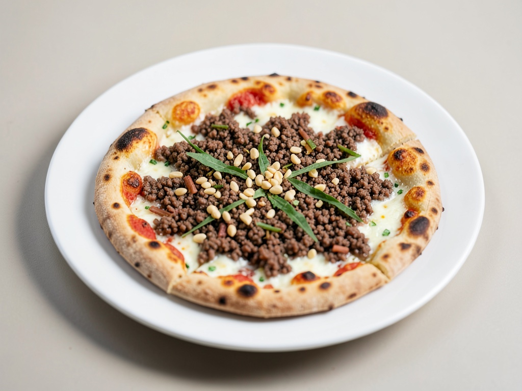 Pizza marocchina con carne macinata e pinoli