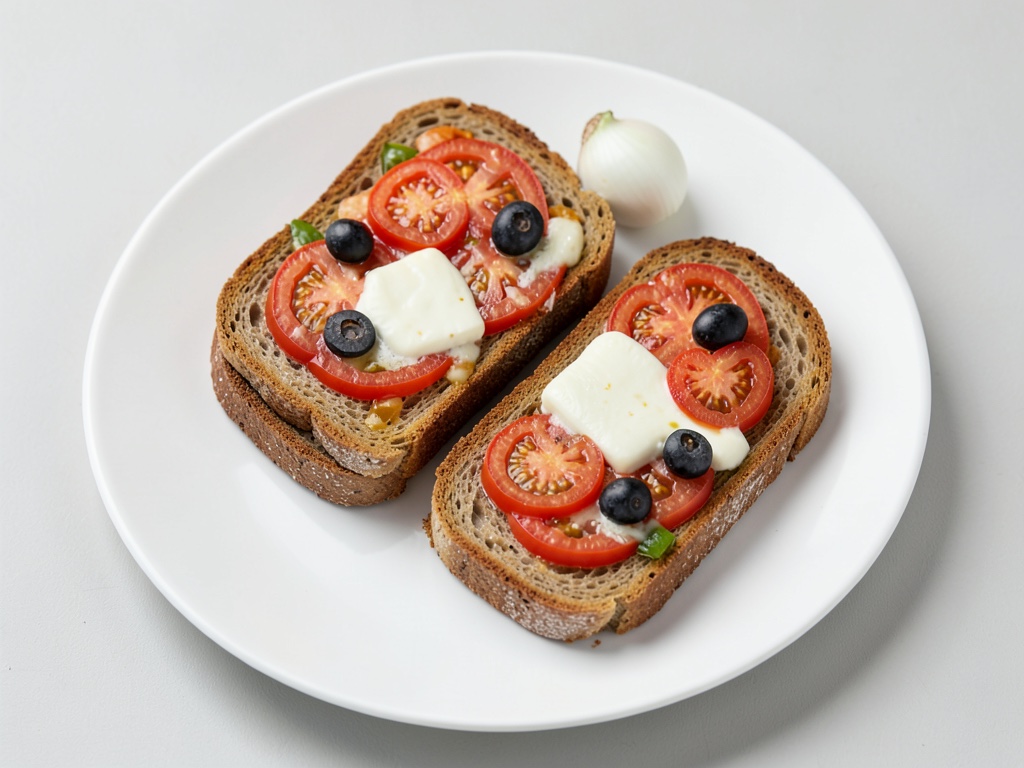 Toast pizza croccanti con pomodoro, oliva e formaggio