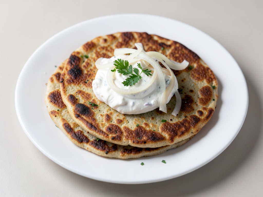 Focaccine croccanti con dip di formaggio fresco e cipolle