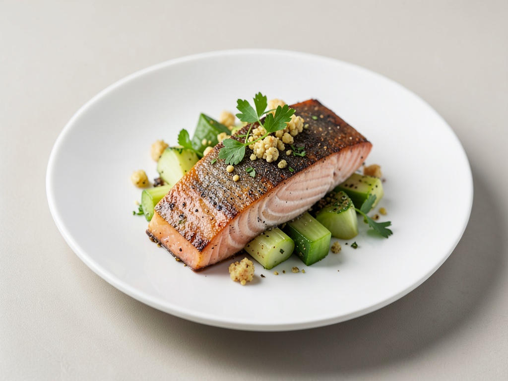 Delicato Salmone alla Coque con Noci e Sedano