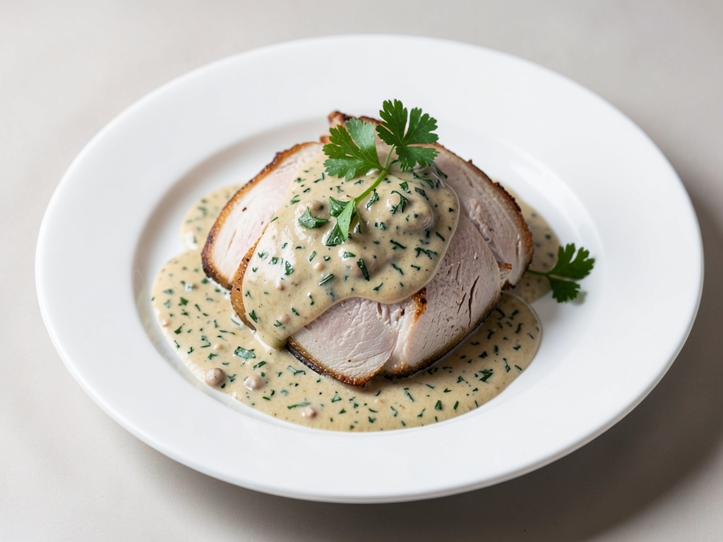 Delicate Poulardenbrust in cremiger Frankfurter Kräutersauce