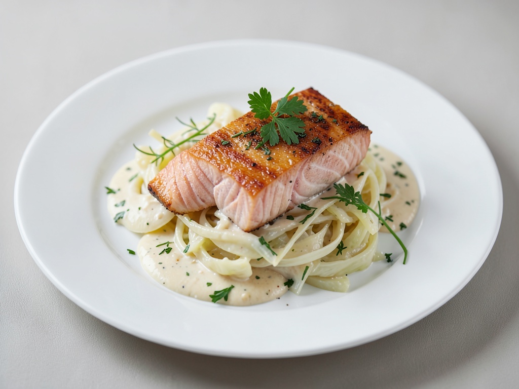 Salmone poché tenero su cavolo riccio cremoso