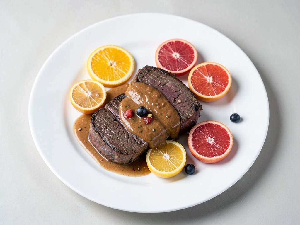 Filetto di vitello tenero in salsa di frutta calda