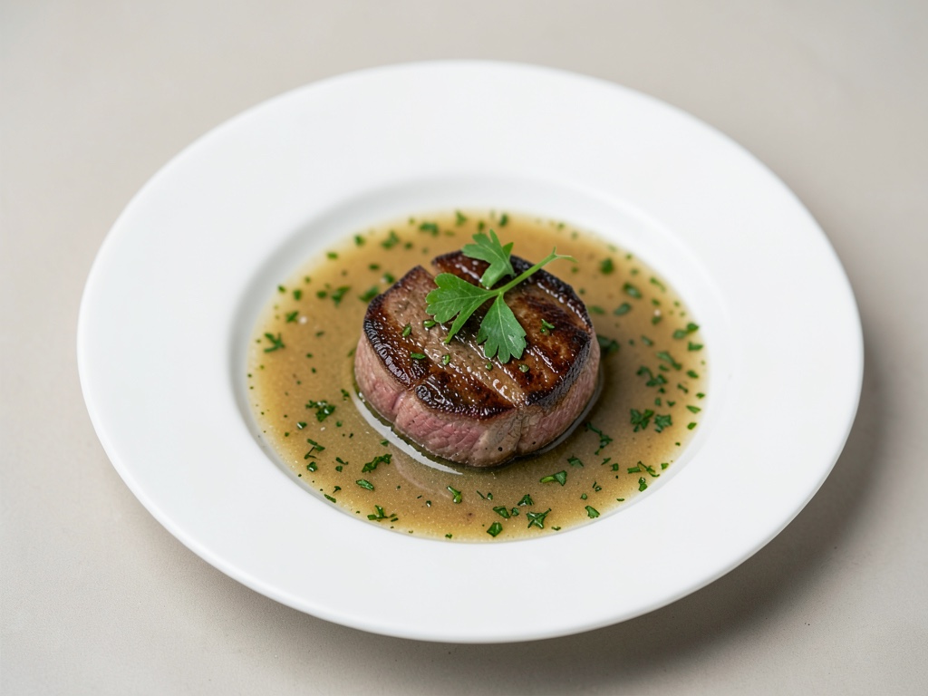 Filetto di manzo tenero in brodo alle erbe