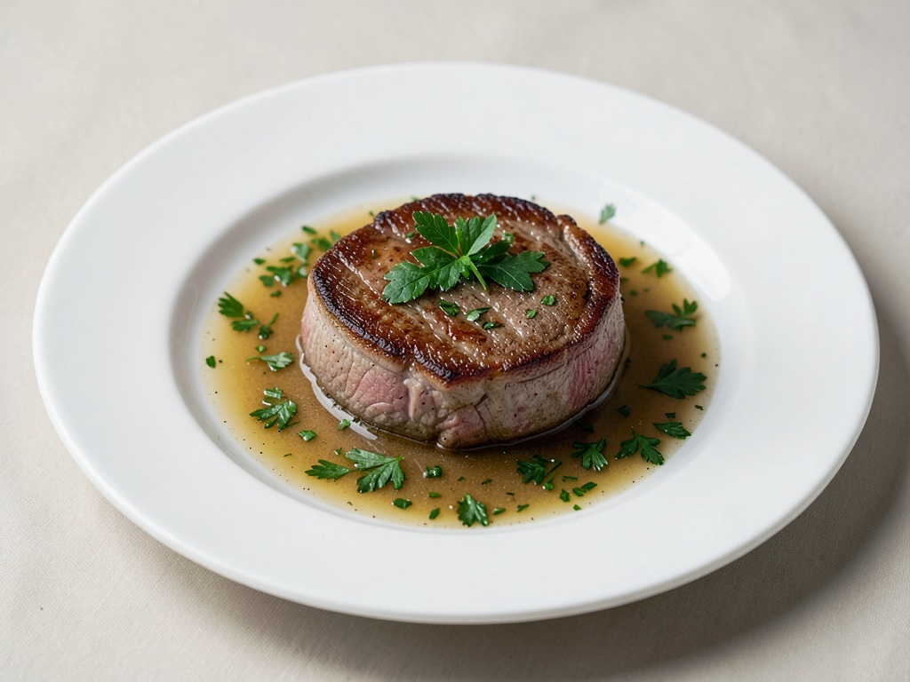 Filetto di manzo tenero dal brodo con salsa alle erbe fresche