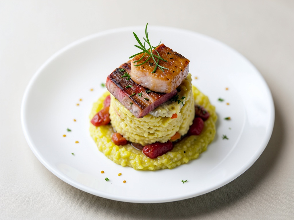 Torres de salmón con polenta