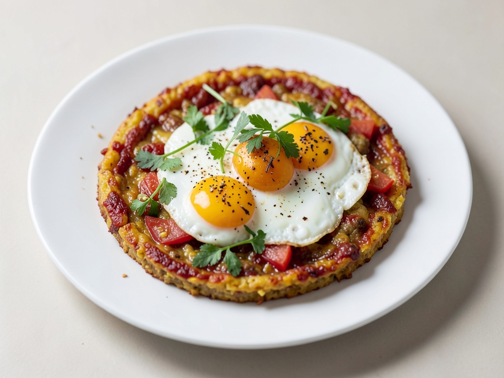 Pizza di polenta messicana con uovo al tegamino