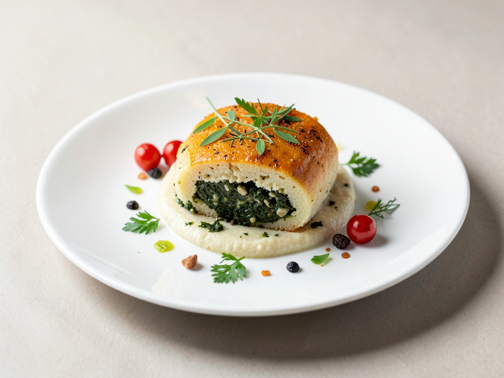 Polenta-Roulade mit Spinatfüllung