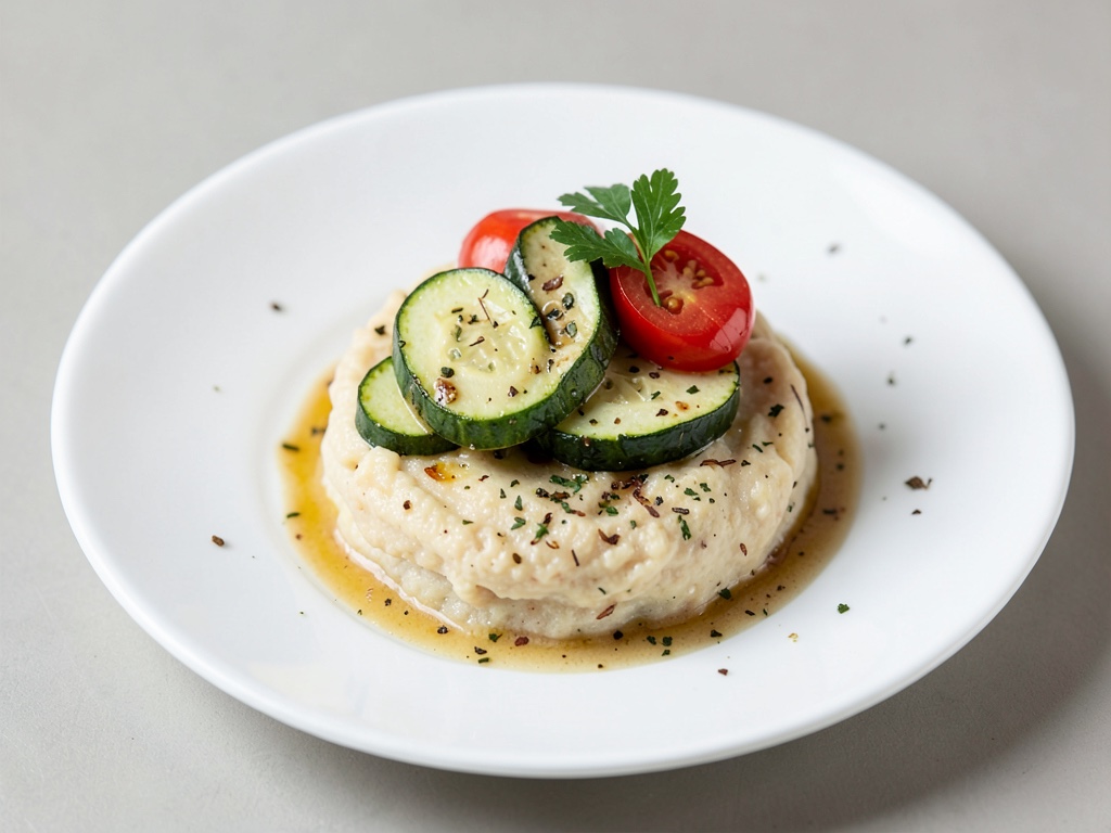 Stack di polenta con zucchine e pomodori