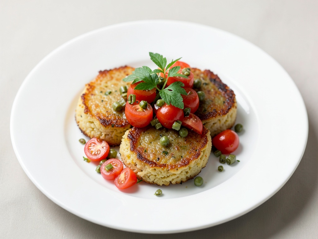 Biscuits de polenta croustillants à la salsa fraîche tomate-câpres