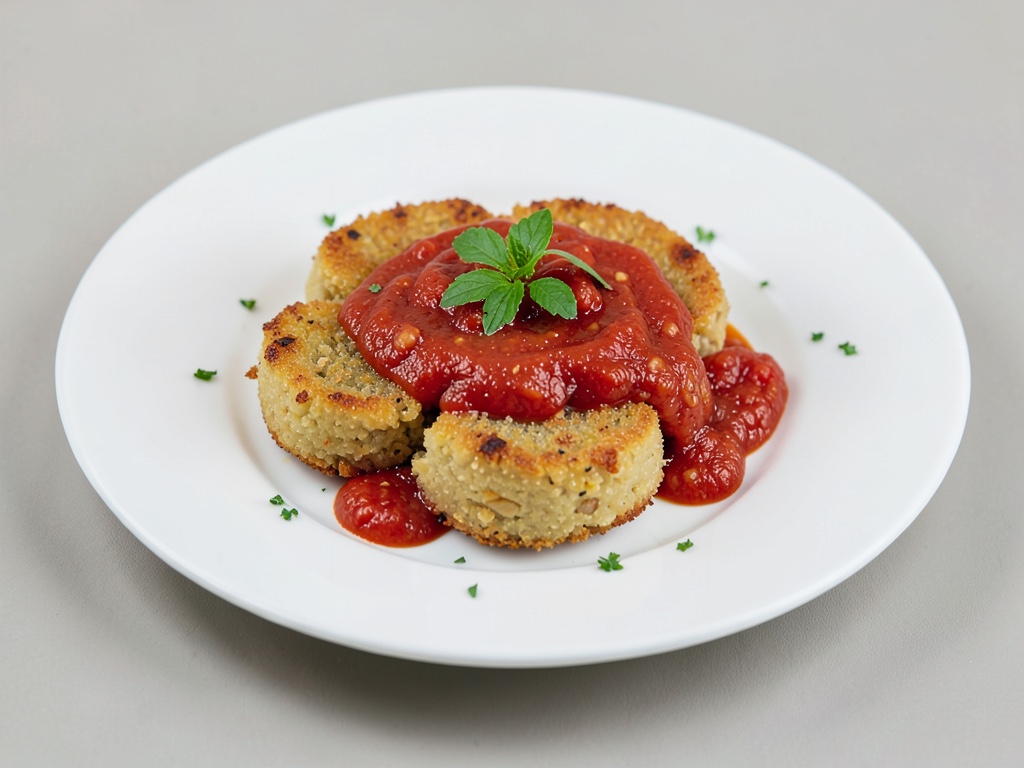Cercles de polenta croustillants à la sauce tomate fraîche