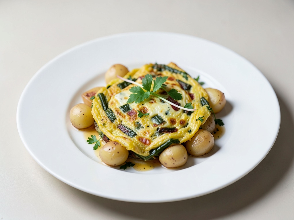 Omelette italienien aux poireaux, fromage et pommes de terre