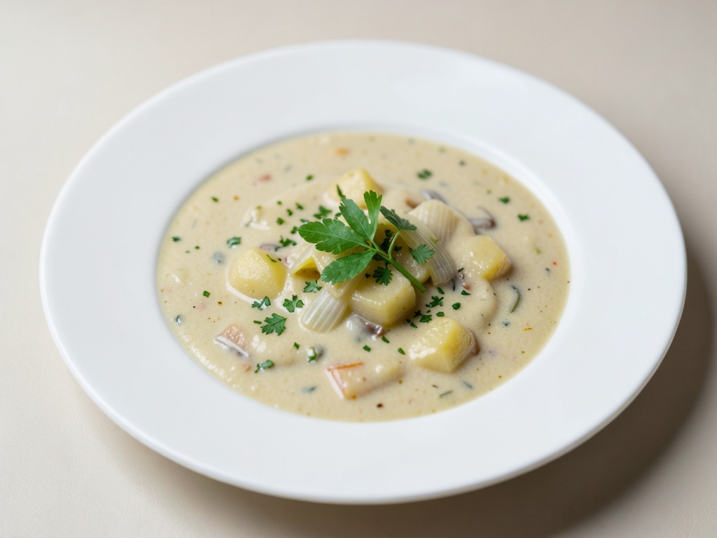 Zuppa cremosa di porri con patate