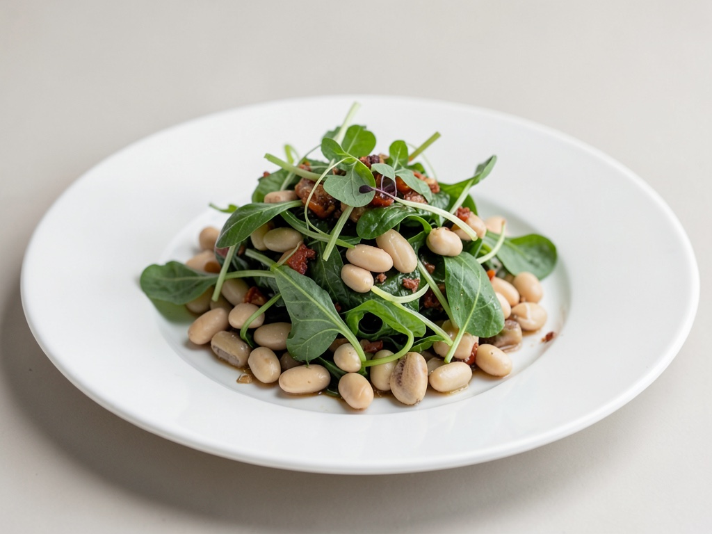Insalata fresca di portulaca con fagioli bianchi