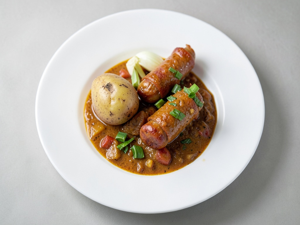 Kartoffel-Shooter mit Curry-Wurst