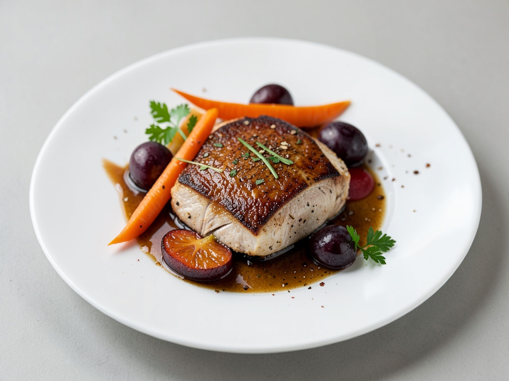 Petto di pollo tenero con carote e prugne